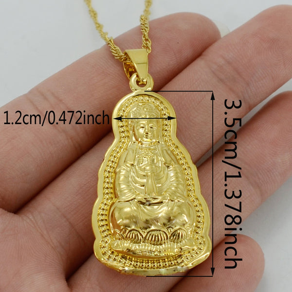 Guanyin Buddha Necklaces Gold Color Indian Buddhism
